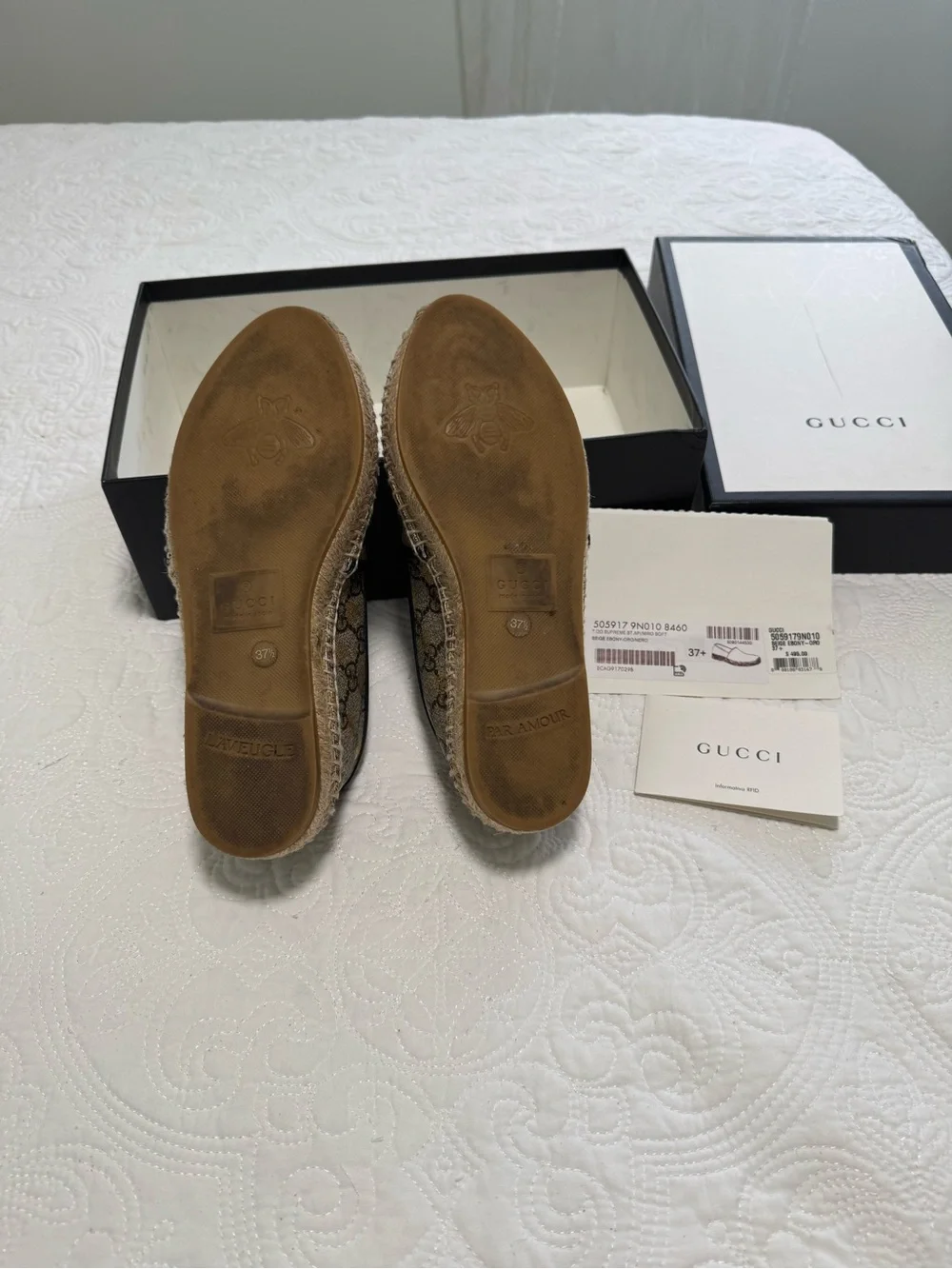 Gucci Beige Canvas Espadrilles with Gold GG Accents